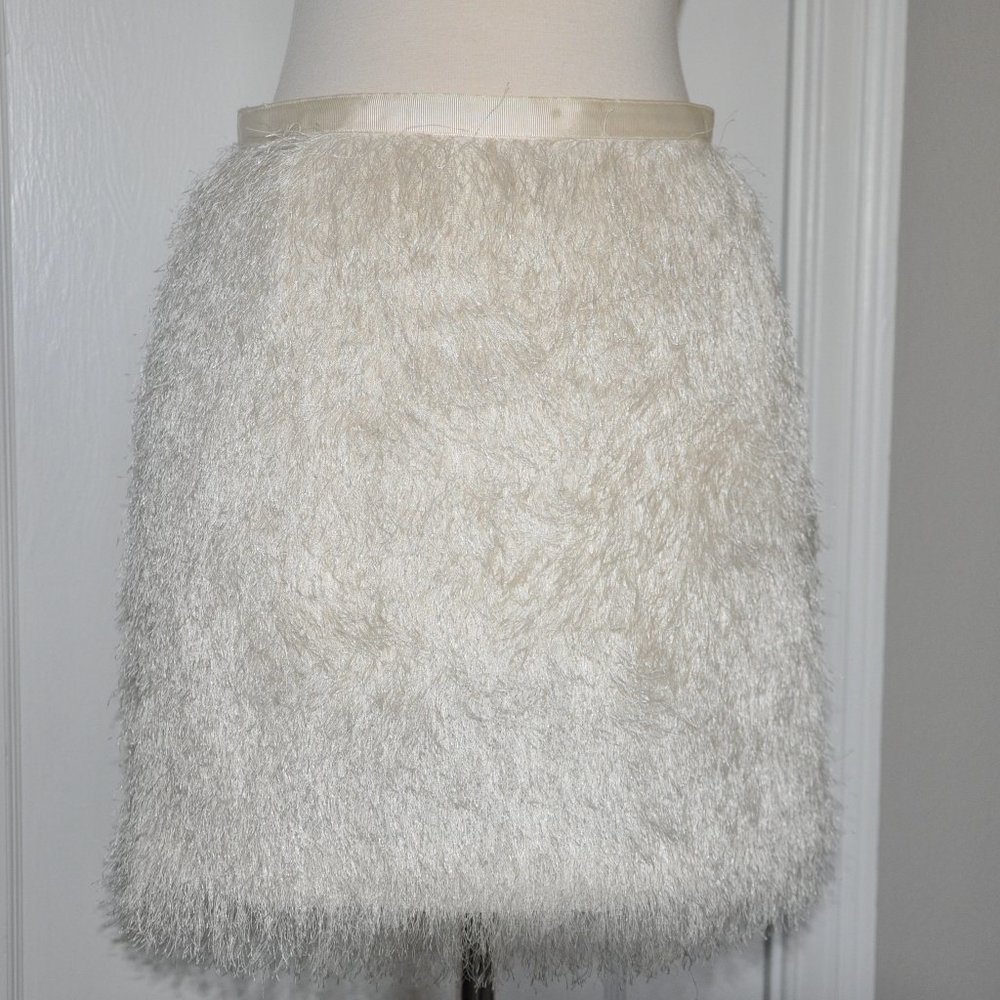 Top Quality! Vegan “Feather" Mini Skirt XS - Ivory